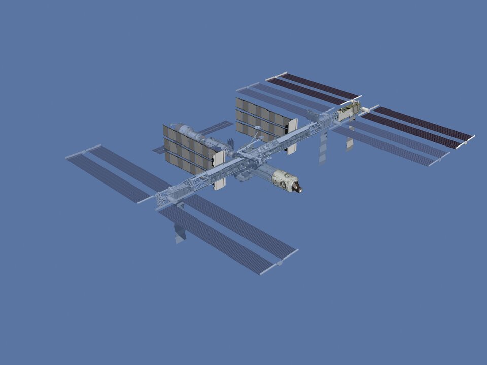 Computer-generated artist’s rendering of the International Space Station after flight STS-120