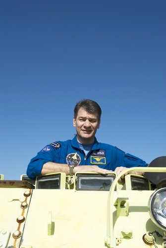 ESA astronaut Paolo Nespoli during training with M-113 armoured personel carrier at KSC