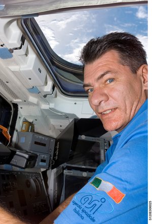 ESA astronaut Paolo Nespoli on board Discovery during Esperia Mission