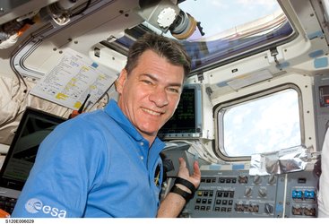 ESA astronaut Paolo Nespoli on board Discovery during Esperia Mission