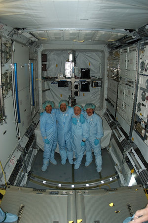 Members of the Columbus project team inside the European laboratory