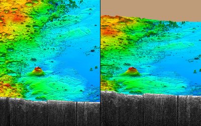 Topographic divide between the Martian highlands and lowlands