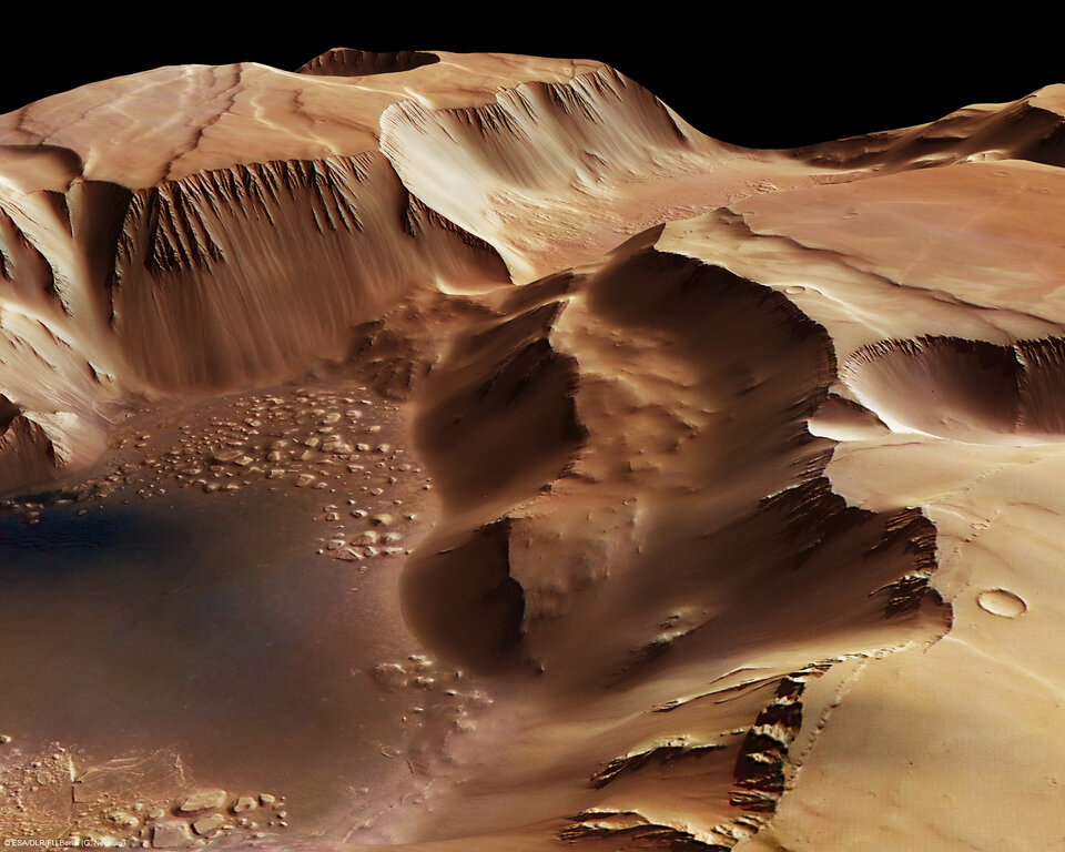 Noctis Labyrinthus, perspective view