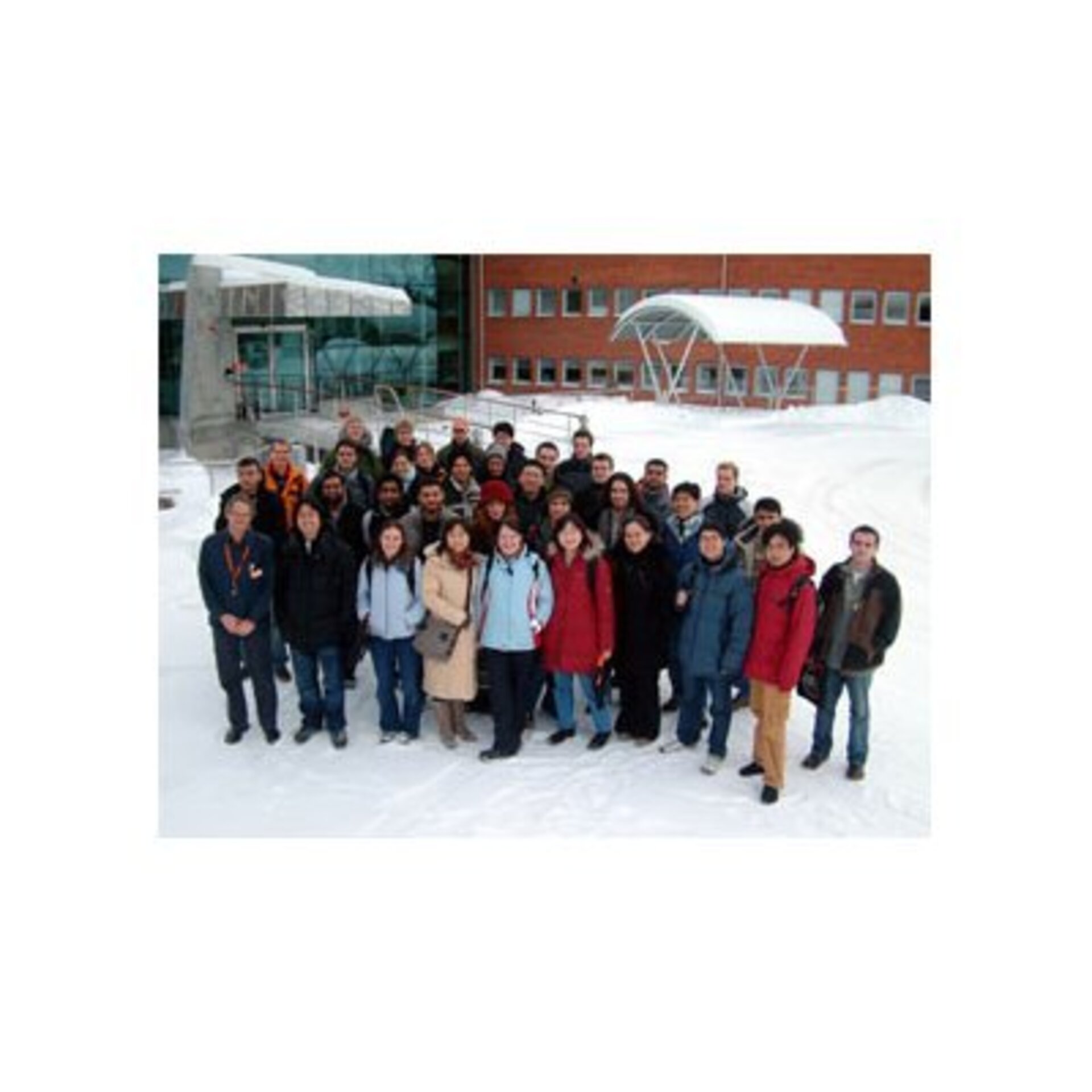 SpaceMaster students in front of the Space Science Department, Kiruna