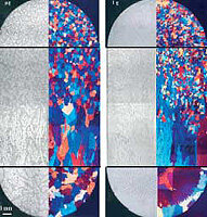 Two aluminium alloy samples solidified in space and on Earth under the same freezing conditions