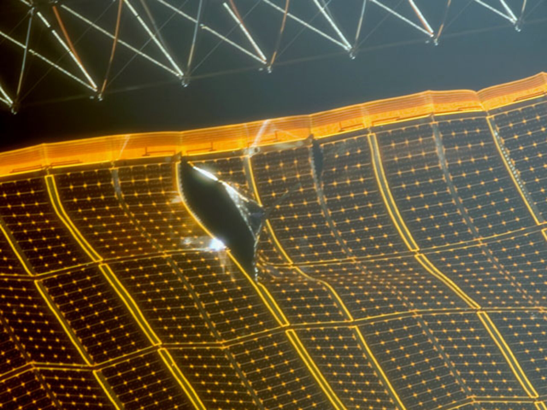 Two tears appeared in one of the P6 solar arrays during deployment