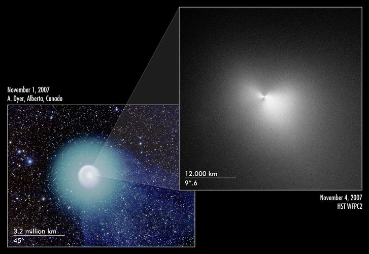 Hubble and wide-field ground based view of Comet 17P/Holmes