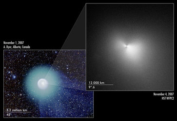 Hubble and wide-field ground based view of Comet 17P/Holmes