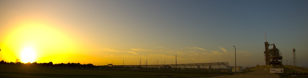 A view of NASA's Space Shuttle Atlantis at sunset