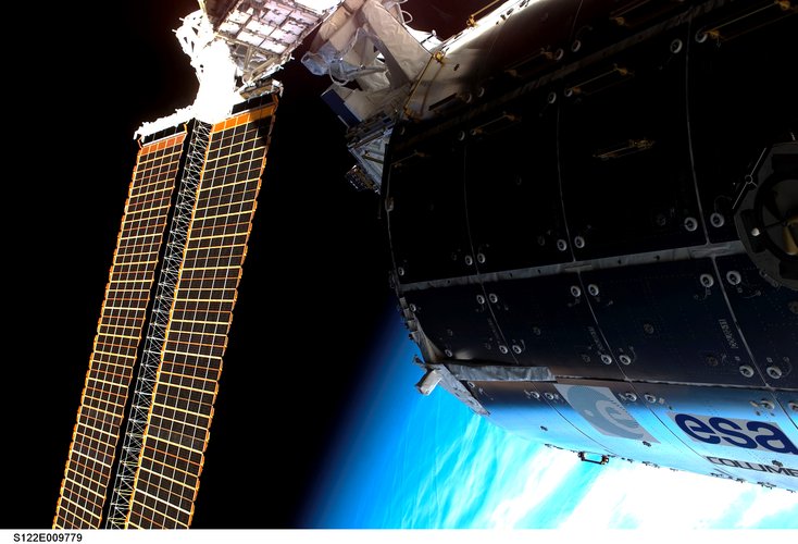 A view of the European Columbus laboratory attached to the International Space Station