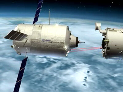 Animation illustrant le déroulement d'une mission de l'ATV