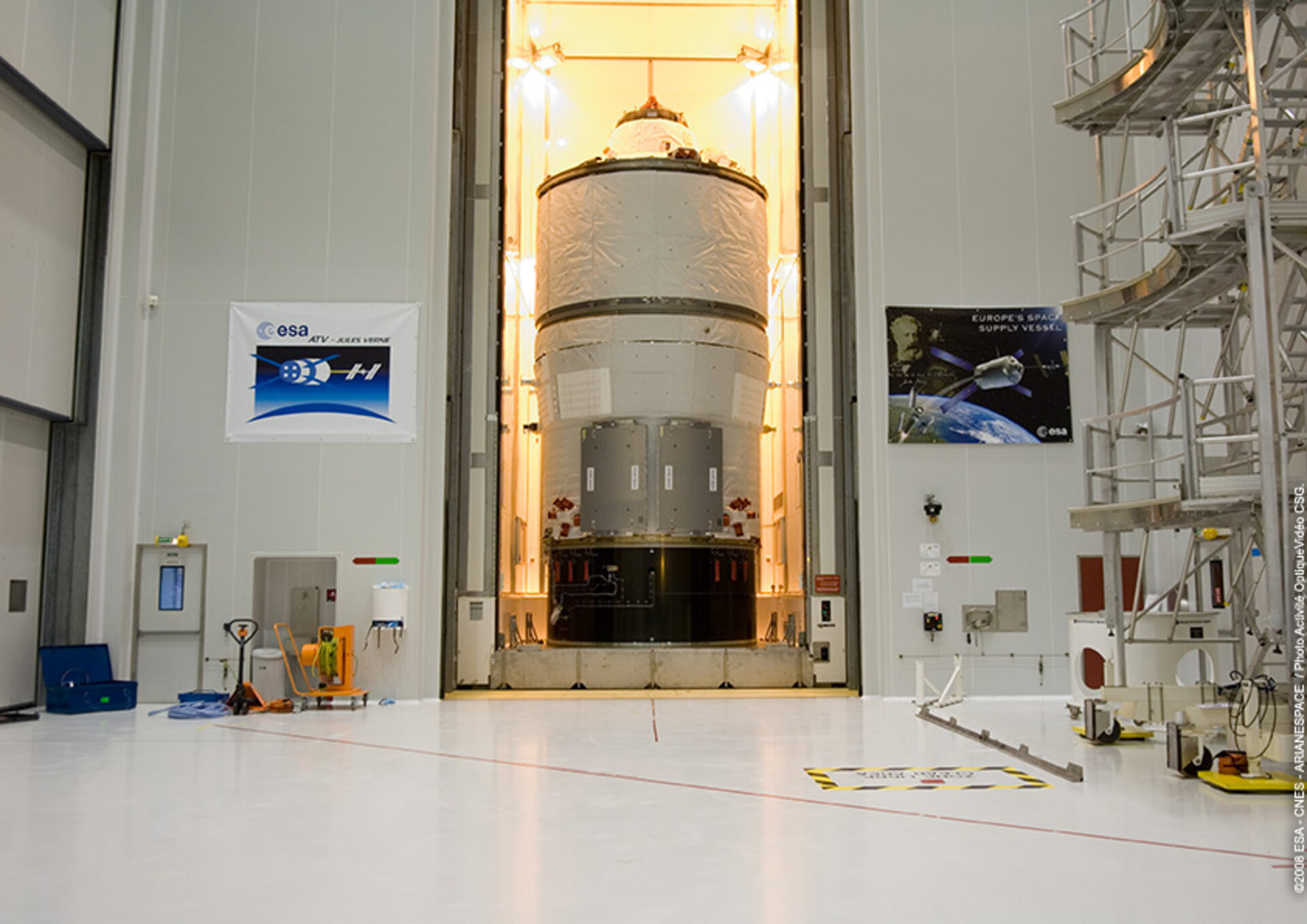 ATV prepared for launch at Europe's Spaceport in Kourou