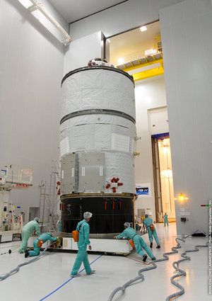 Jules Verne ATV is moved to the Final Assembly Building