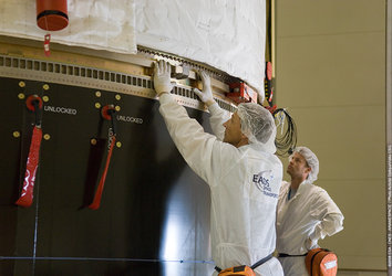 Jules Verne ATV is prepared for launch at Europe's Spaceport in Kourou, French Guiana