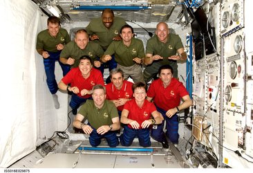 STS-122 and Expedition 16 crews inside Columbus