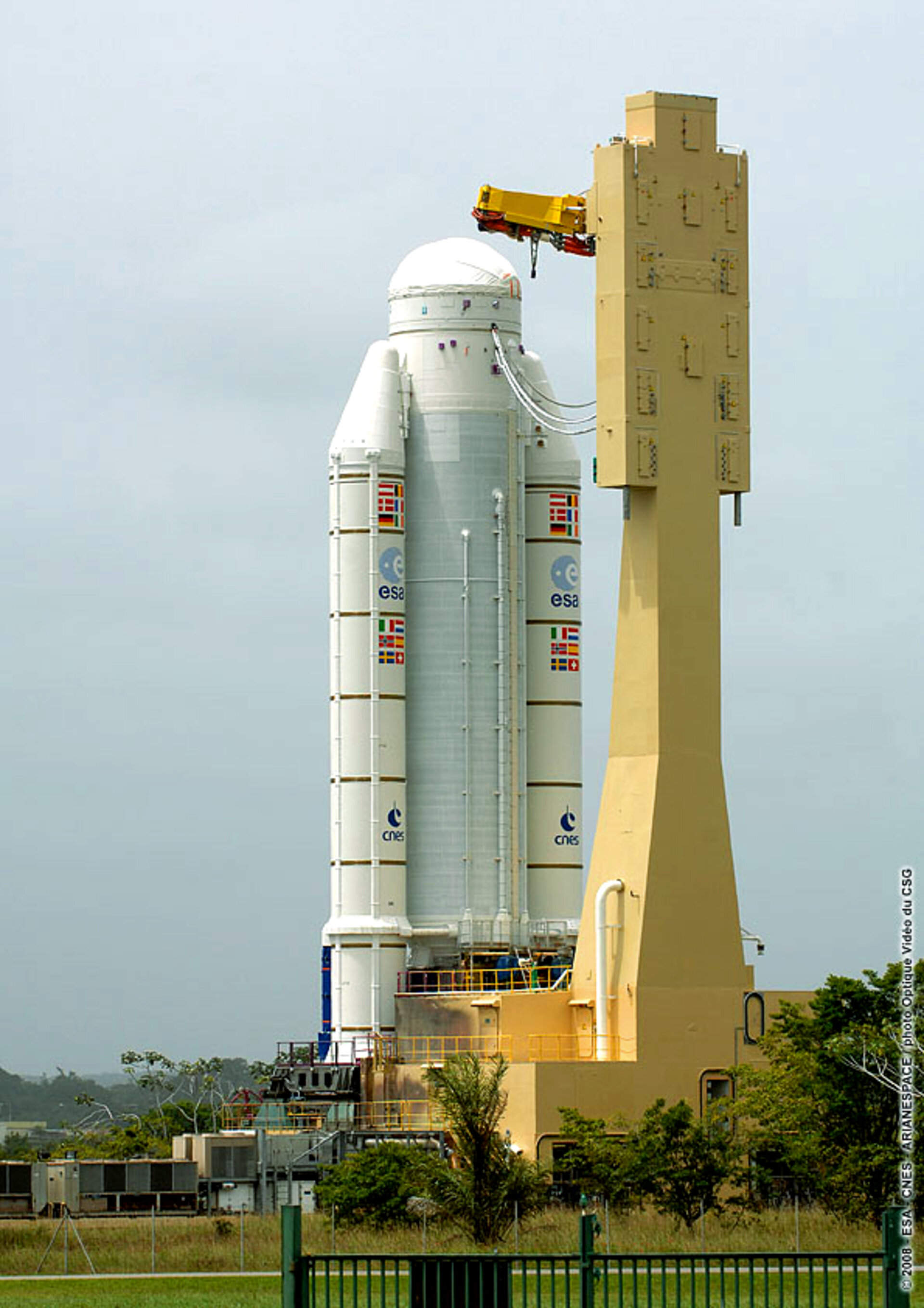 Transfer of the Ariane 5 ES launcher for Jules Verne to the Final Assembly Building at Europe's Spaceport in Kourou