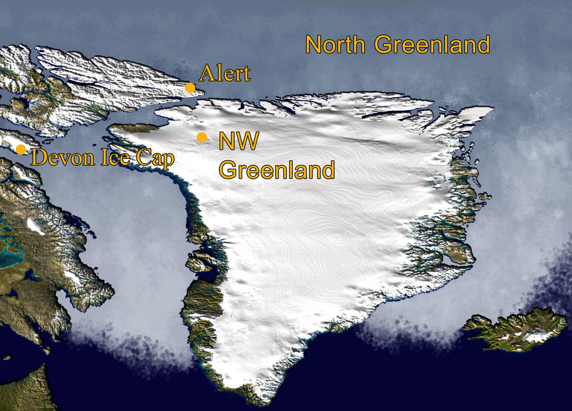 Main sites for CryoVEx 2008