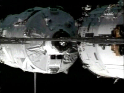 The Jules Verne ATV module docking with the International Space Station (ISS)