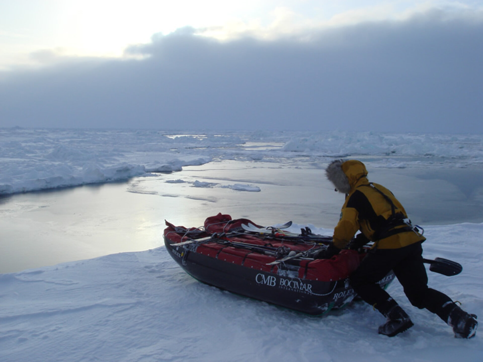 Crossing open water during the Arctic Arc expedition