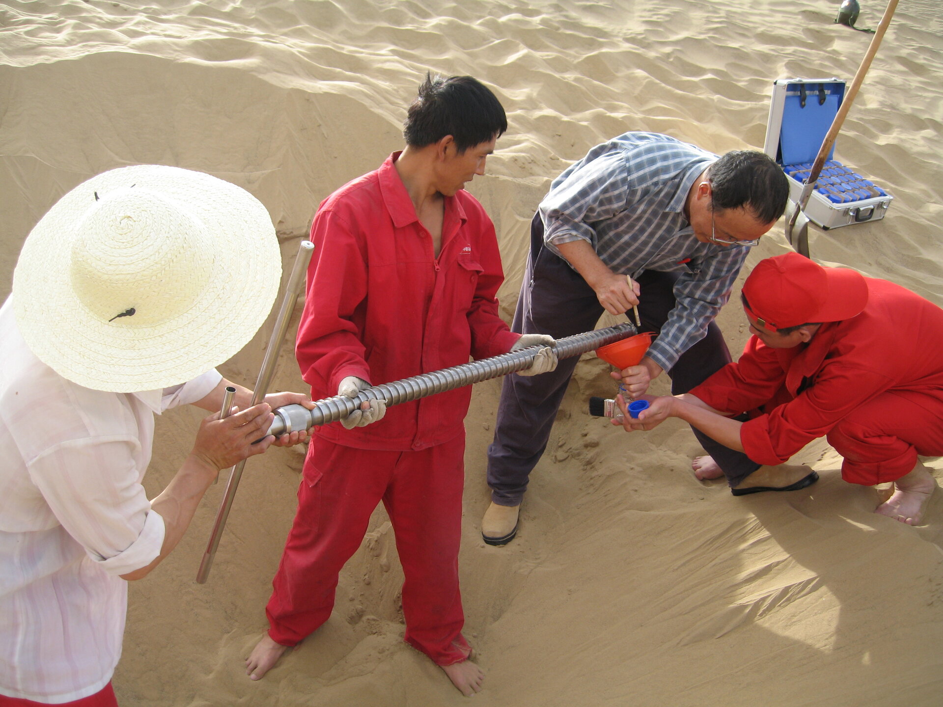 Taking soil samples in the Takla Makan desert