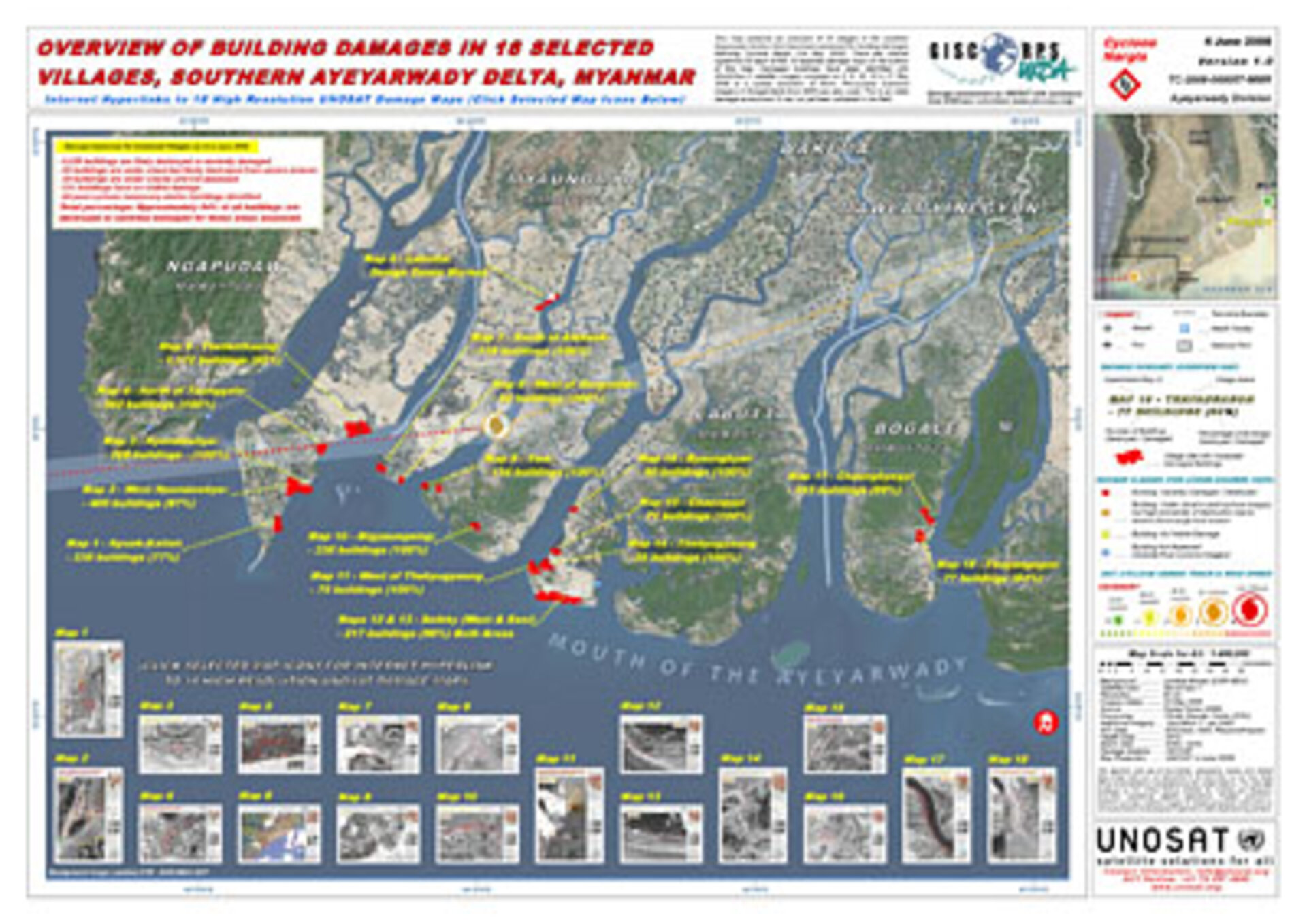 Overview of building damages in 18 Myanmar villages