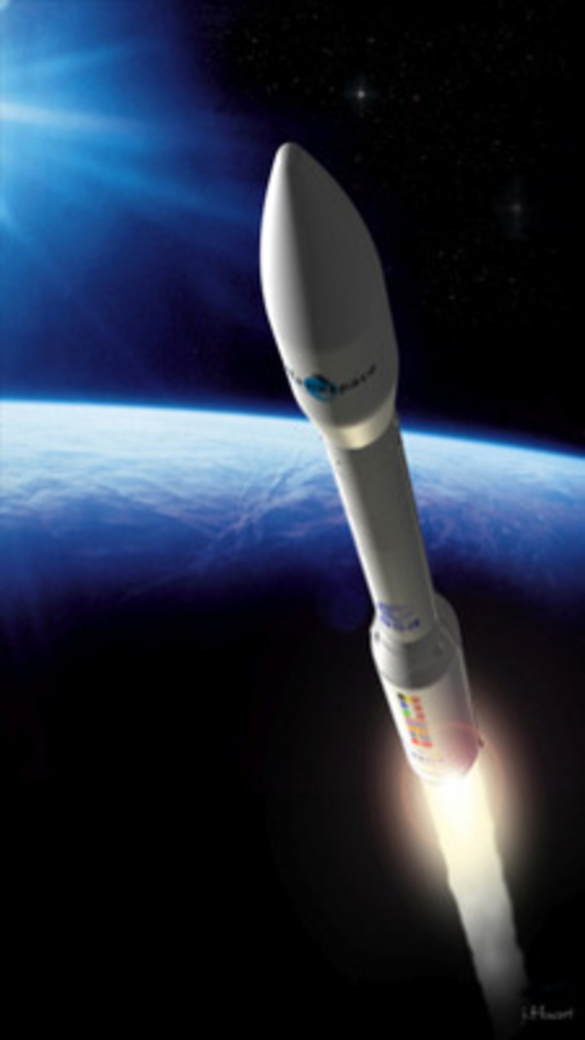 Artist's impression of Vega small launcher in flight