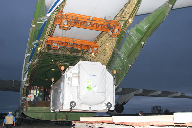GOCE container in the Antonov aircraft