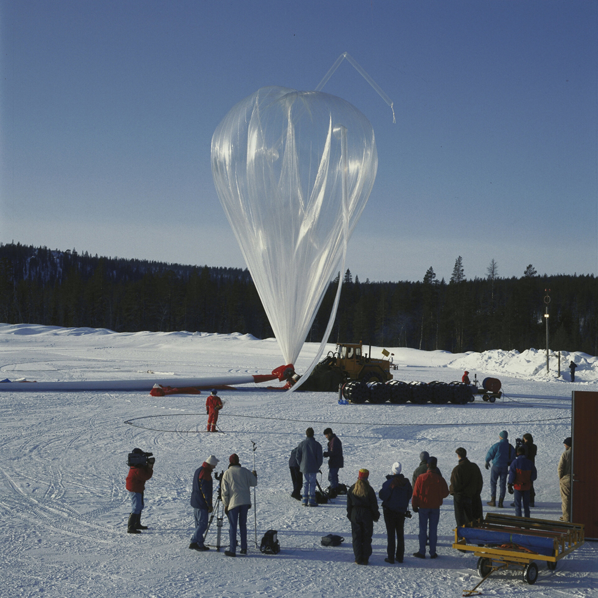 A BEXUS balloon is inflated prior to flight