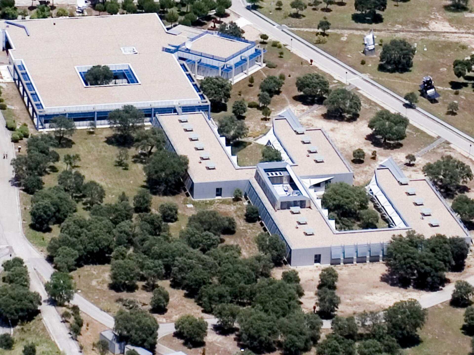 Aerial view of Buildings B - C at ESAC, ISO model and Soho model