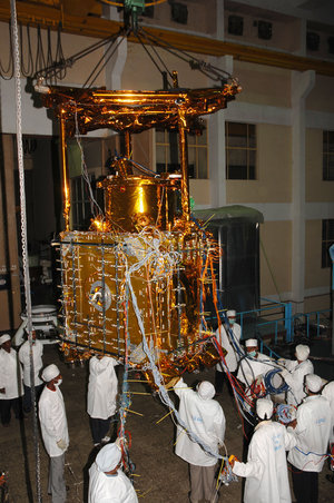 Chandrayaan-1 is moved to the thermovacuum chamber