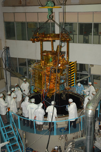 Chandrayaan-1 loaded to the thermo-vacuum chamber