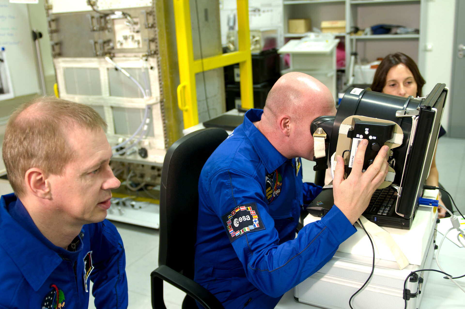 ESA astronauts Frank De Winne and Andre Kuipers during Neurospat training at EAC