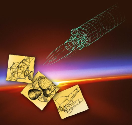A graphic representing the concept of future launcher designs in progress