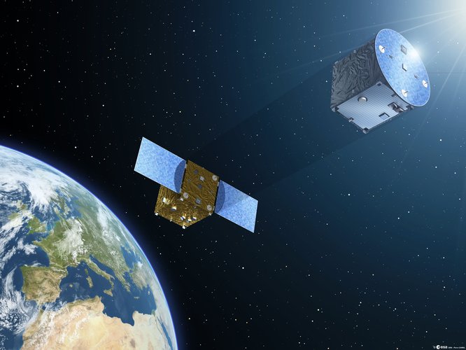 Artist impression of Proba 3 satellites, for in-orbit demonstration of technologies and techniques