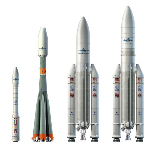 ESA's 'family' of launch vehicles: Vega, Soyuz at CSG, Ariane 5 GS and Ariane 5 ECA