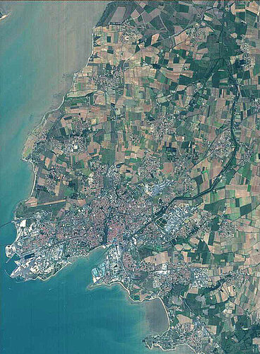 La Rochelle in France, as seen by the Topsat satellite operated by SSTL (UK)