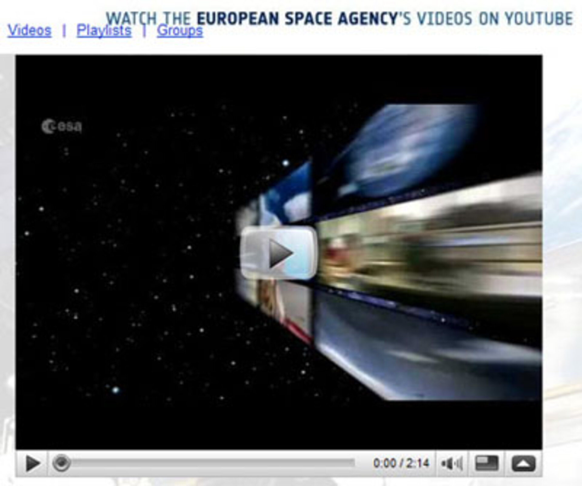 Watch ESA's videos on YouTube