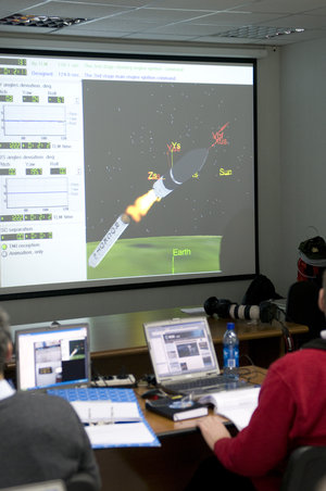 View inside ESA support room at Plesetsk during final rehersal, 13 March 2009