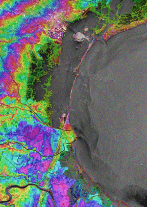 ERS-2/Envisat InSAR tandem interferogram showing Po river delta, Italy