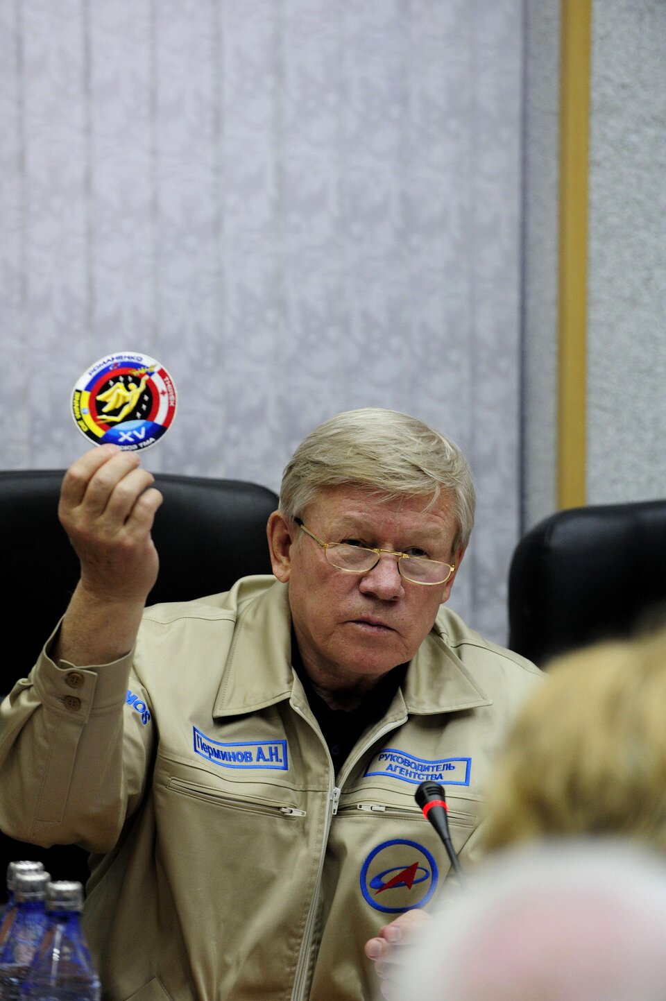 Anatoly Perminov during State Commission meeting to approve Soyuz launch