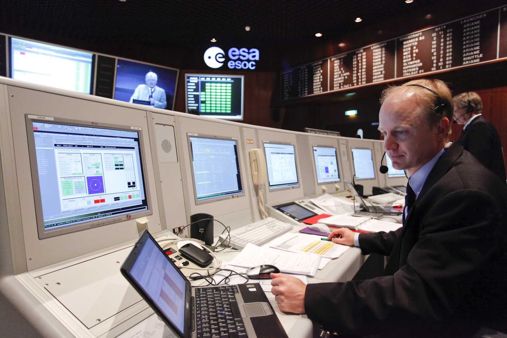 Deputy Flight Operations Director A. Rudolph (L) & Flight Operations Director J. Dodsworth (R) in Main Control Room