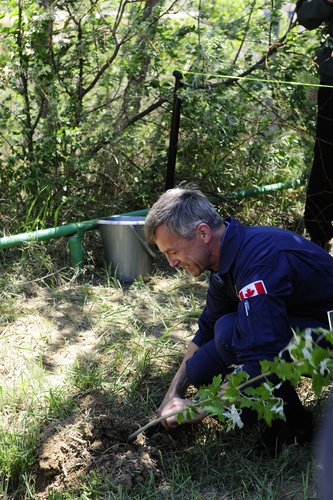 Soyuz TMA-15 crewmember Canadian Space Agency astronaut Robert Thirsk during the tree-planting ceremony