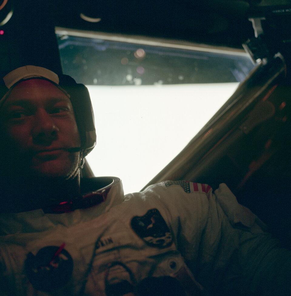 Aldrin back inside LM after walking on Moon