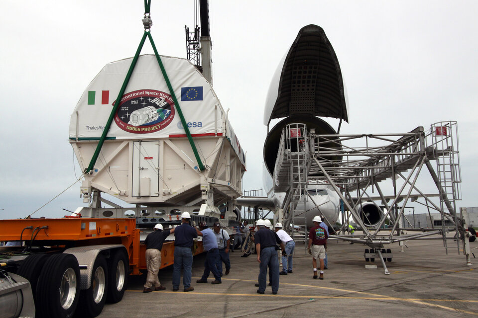 Node 3 is transported to the Space Station Processing Facility at KSC