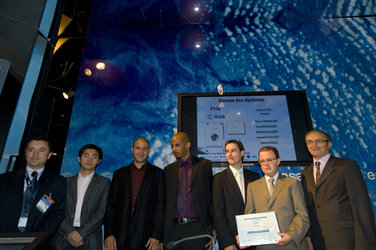 Prizegiving ceremony for the Student Aerospace Challenge in the ESA Pavilion at Le Bourget