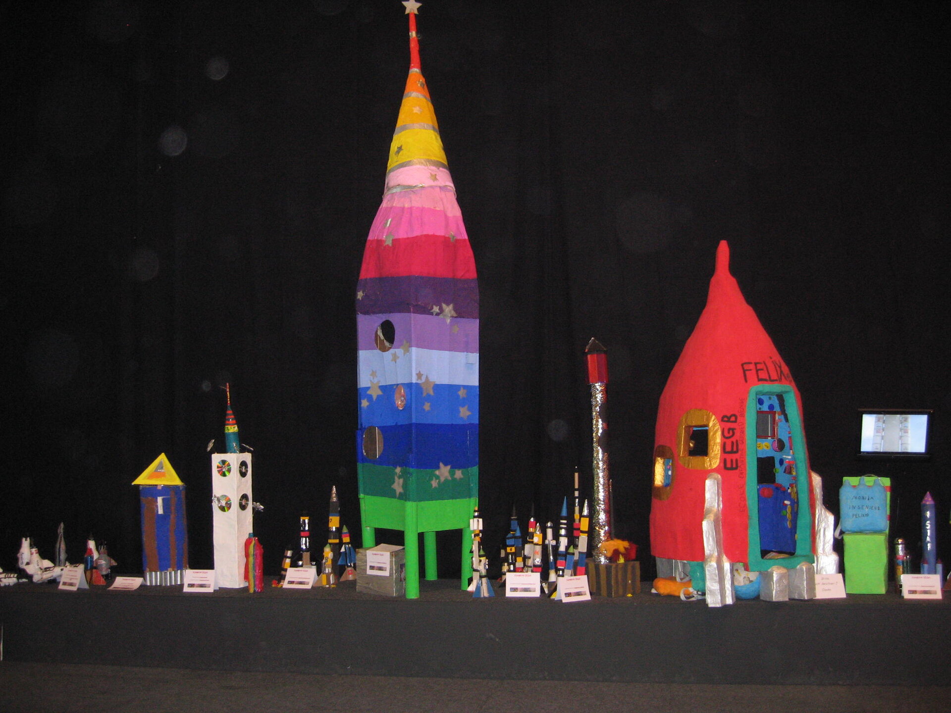 Rockets made by primary level schoolchildren