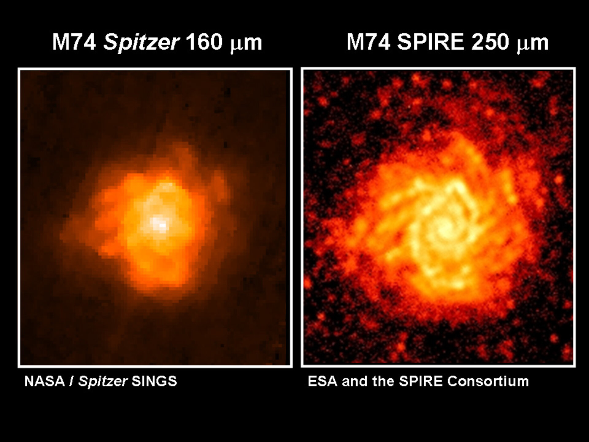 M74 at two different wavelengths