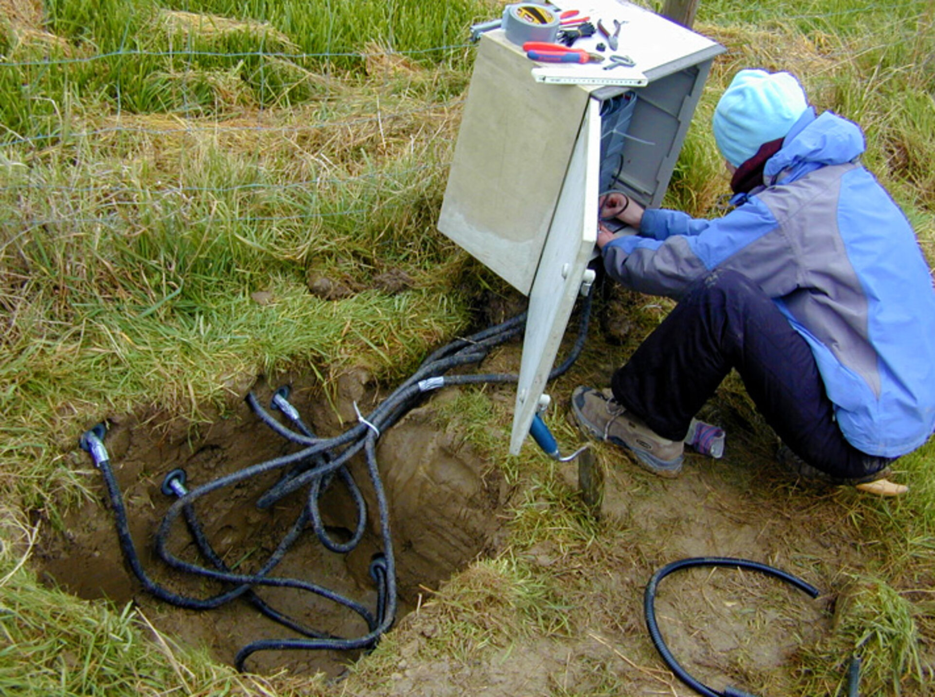 Taking soil moisture measurements