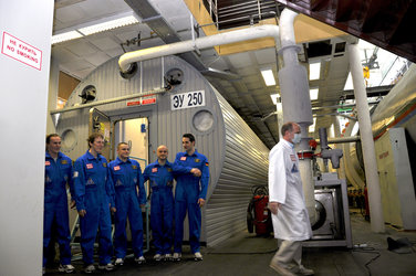 The Mars500 crew shortly after completing their 105-day Mars mission simulation