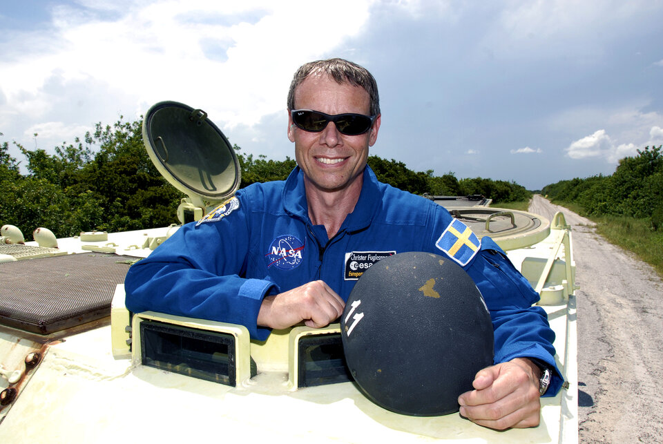 L'astronauta dell'ESA Christer Fuglesang durante le ultime fasi di addestramento al Kennedy Space Center